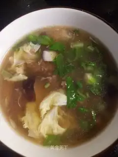 Soup of mushroom beef eggs