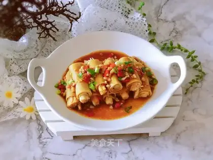 Golden mushrooms and bean rolls