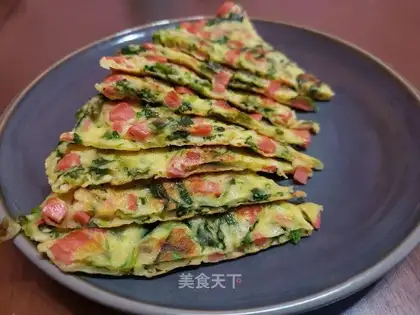 Ham sausage spinach pancakes