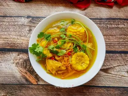 The corn and chicken soup
