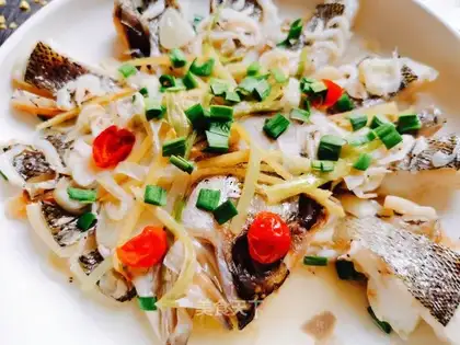 Steamed sea bass