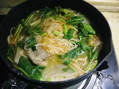 Homemade lamb noodles