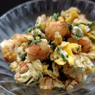Chicken intestines, shrimp slid