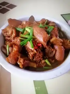 Red burning pig hoof