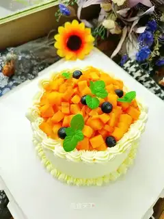 Mango cream birthday cake