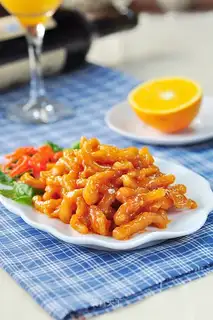 Tomato sauce version of sweet and sour pork loin