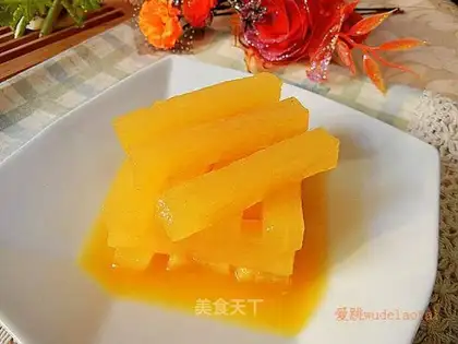 Orange juice radish strips