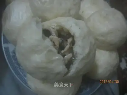 Shredded chicken and mushroom buns