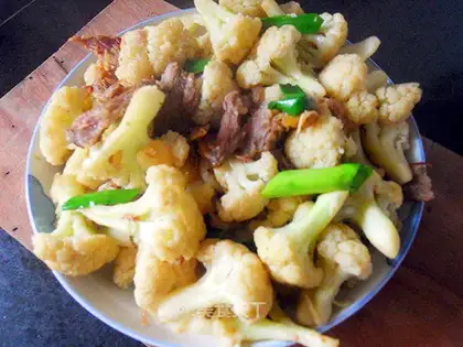 Pork and fried cauliflower