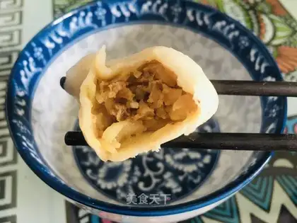 A big blue meat dumpling
