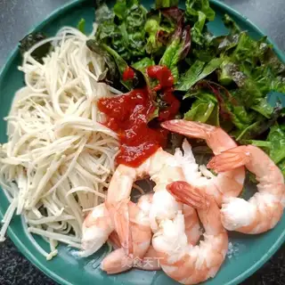 Gin and mushrooms, shrimp