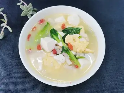 Tofu eggs and mushroom soup