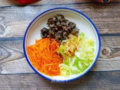 Carrot, cabbage, cucumber
