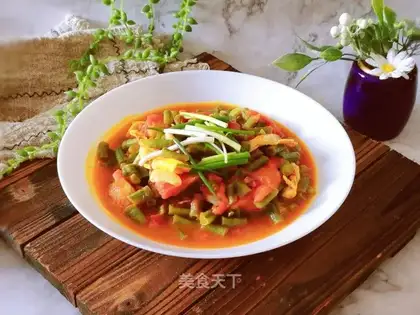 Tomato eggs and fried beans