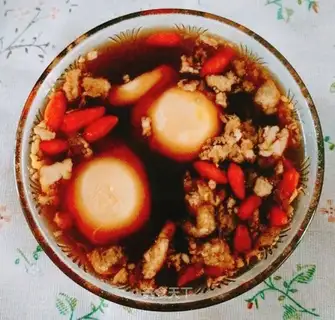 Boiled eggs with red sugar