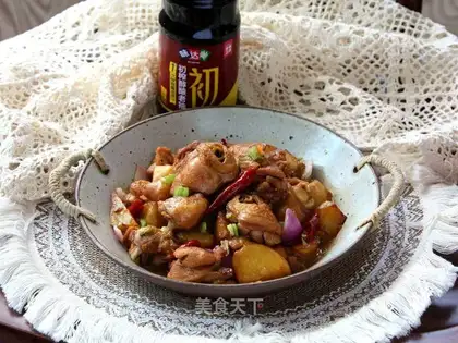 A chicken-cooked potato stew