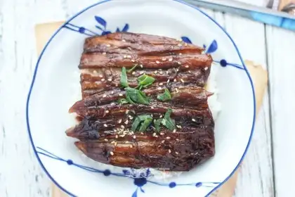 Puffed eggplant rice