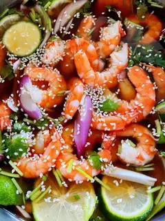 Cold lemon shrimp