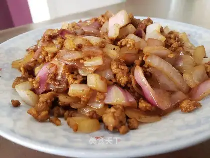 Onions, fried meat