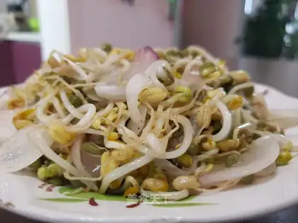 Green bean sprouts onions