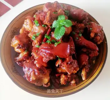 Red burning pig hoof