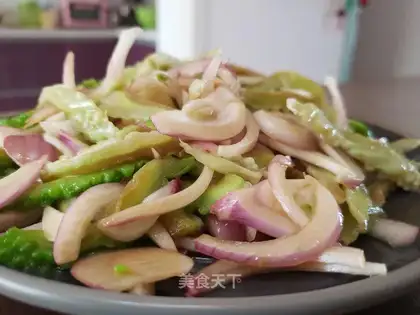A bitter melon with onions