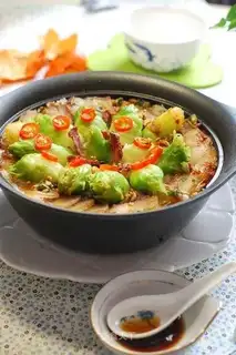Vegetable bacon and pork pot rice