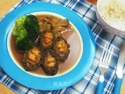 Baked abalone in raw juice