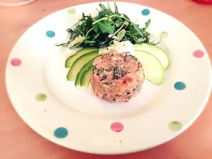 French dill salmon tower