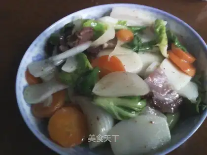 stir-fried rice cake with cured vegetables