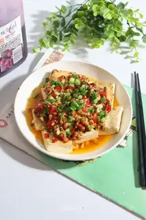 Creamed peppers, old tofu
