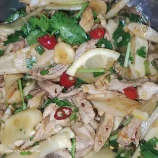 Low-fat lemon hand tore chicken