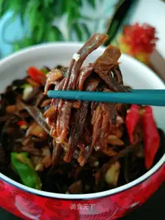Antler mushroom fried meat
