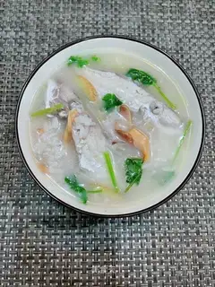 Dry squid and skin fish congee