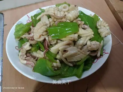 Fresh squid and peppers