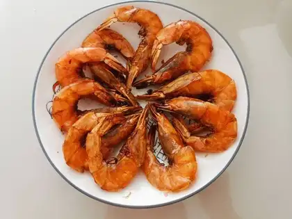 Air-cooked shrimp