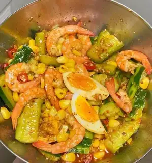 Corn cucumber egg shrimp
