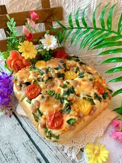 Vegetable sausages, vocasha bread
