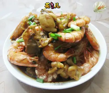 A live shrimp, a bovine frog