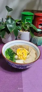 Meatloaf beef omelet soup