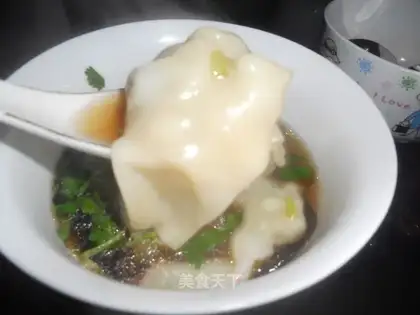 Wild vegetables and fresh meat wonton