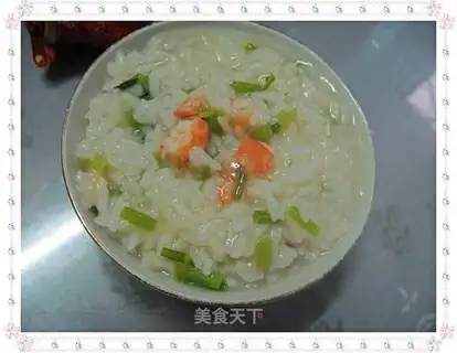 Celery and fresh shrimp porridge