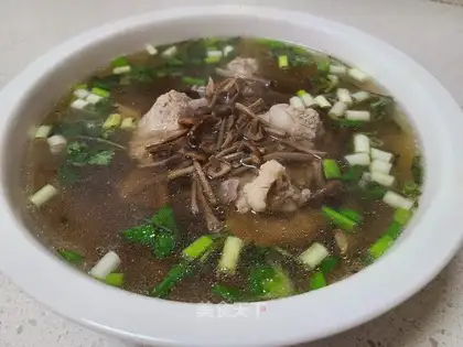 Tea, mushroom, bone soup