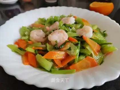 Celery and shrimp