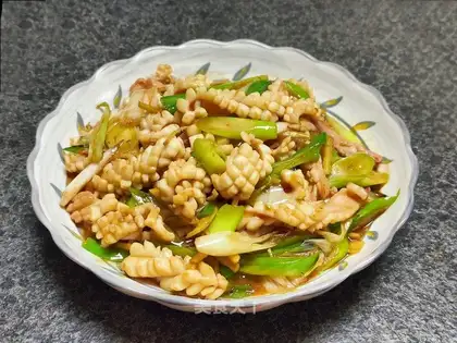 Fresh squid and onions