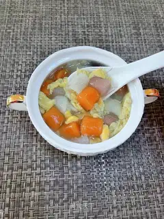 Potato eggs, ginger potato soup