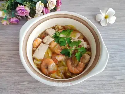 Shrimp-covered tofu