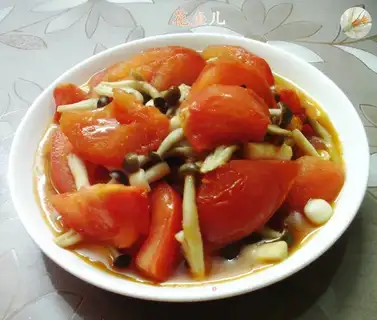 Twin mushrooms and fried tomatoes