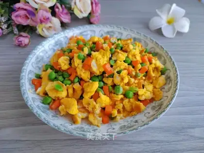 Carrot pea fried eggs