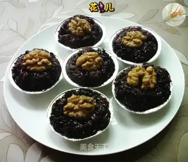 walnuts, black rice cake